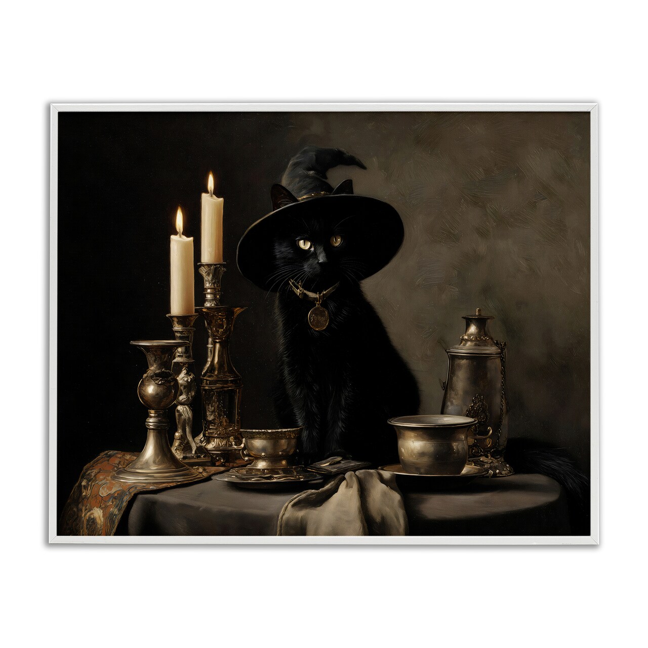 Stupell Industries Vintage Witchy Black Cat Framed Giclee, design by Arlington Prints